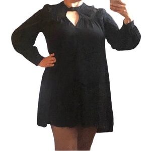 ASTR The Label Embroidered Aline Long sleeve Dress in Black size Medium